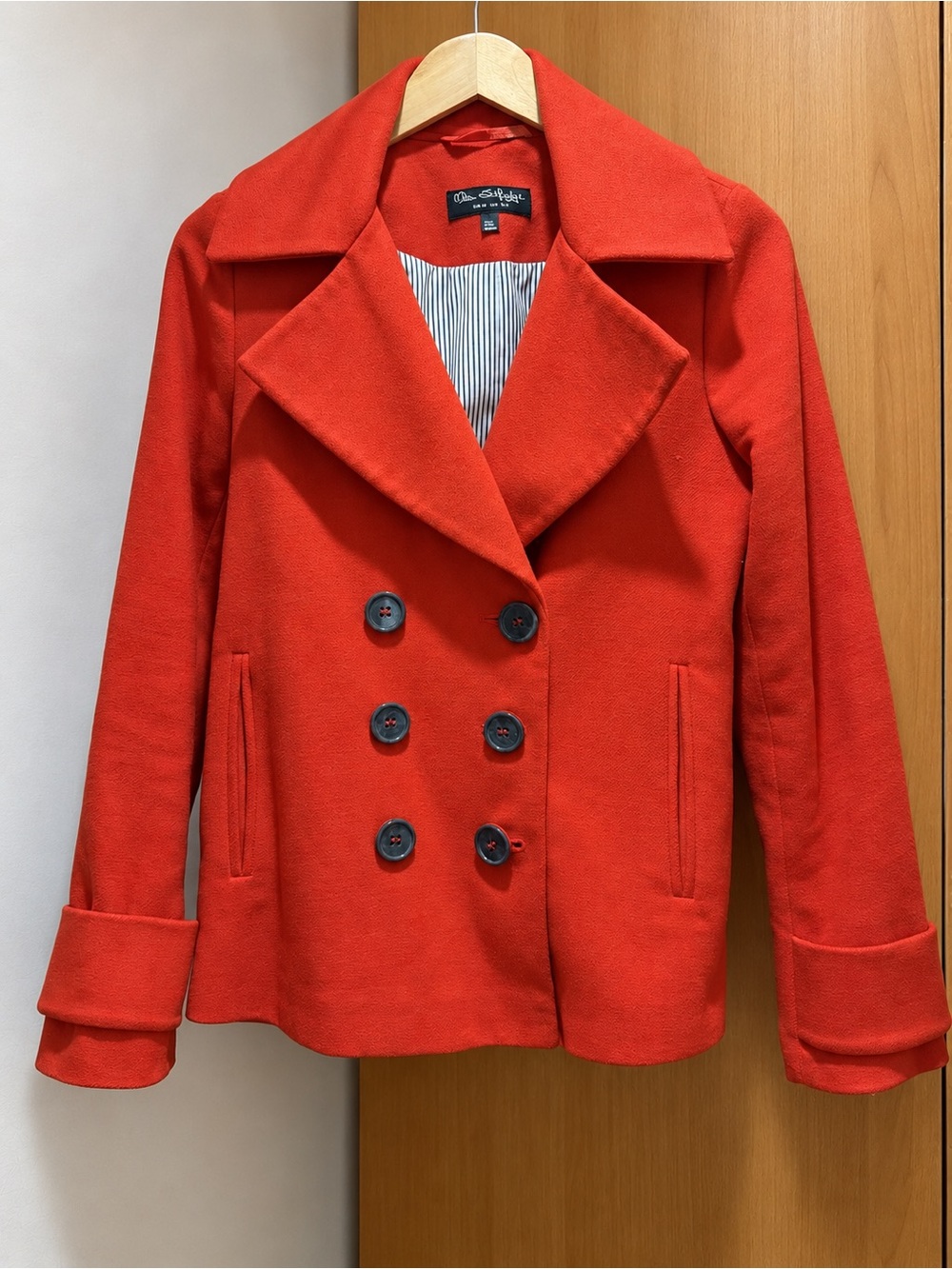 Miss Selfridge Vibrant Red Double-Breasted Pea Coat